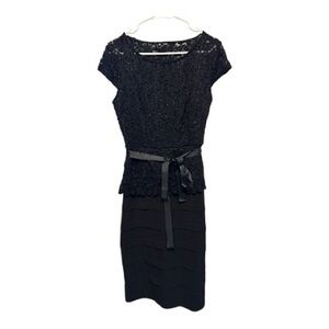 Late Y2K Era Candalite Black Lace & Bodycon Midi Dress Size Small